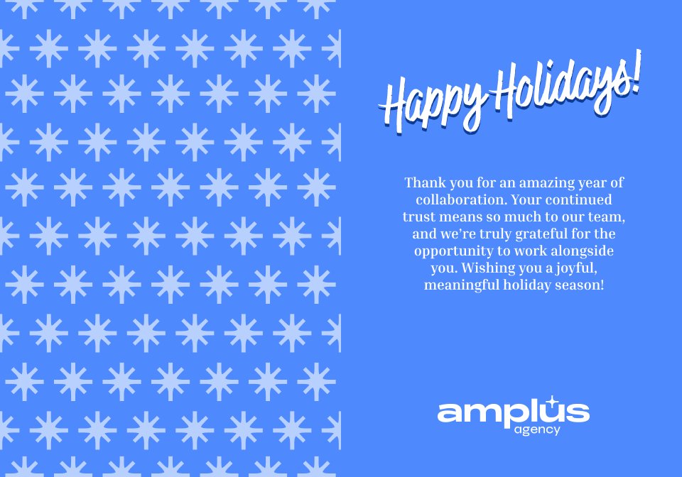 Holiday card inside: Happy Holidays message beside the star pattern